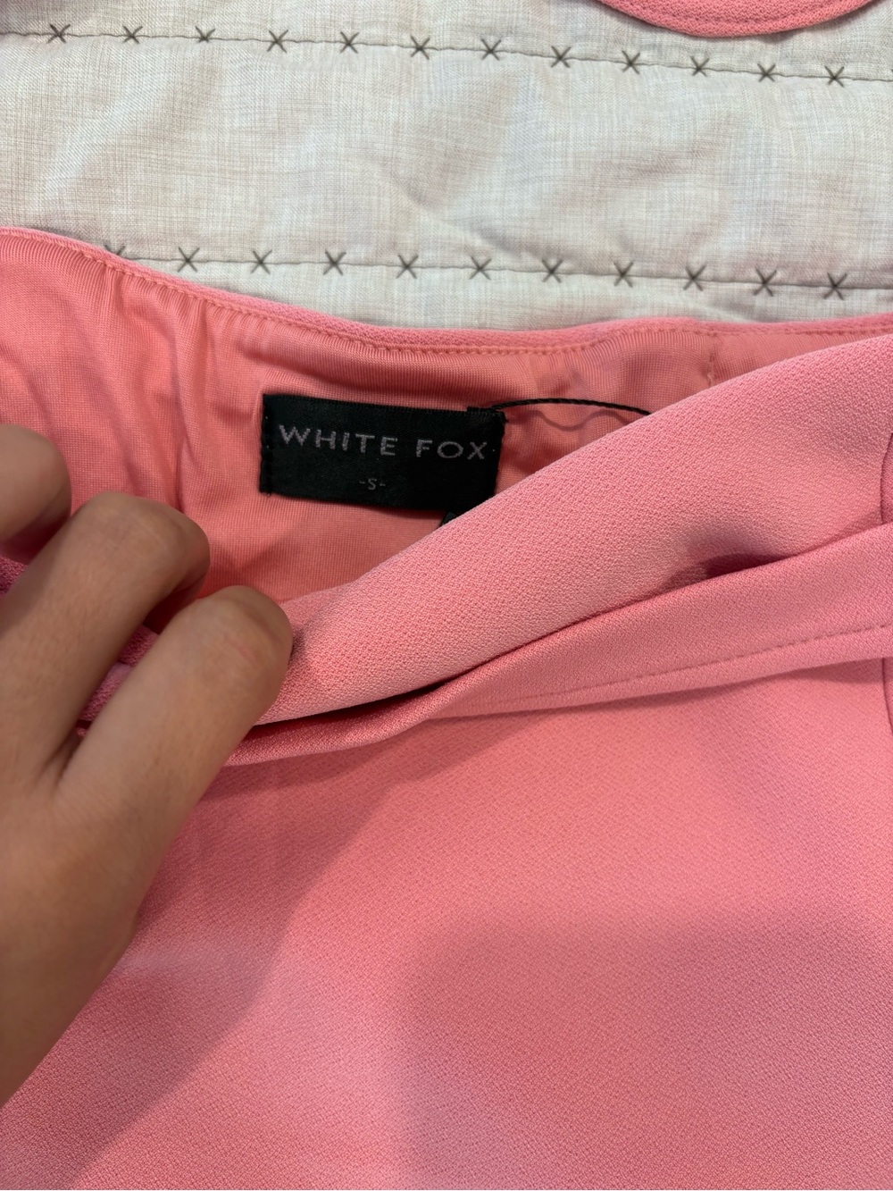 White Fox Boutique Rose Pink Wrap Mini Skirt Set with Chain-Strap Bralette - Picture 2 of 3